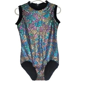 Iridescent Sequin Gymnastics Leotard , Multicolor 7/8 years old